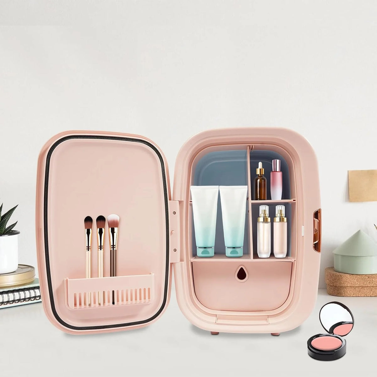 12L Skincare Fridge Pink Mini Beauty Fridge Cooler & Warmer Portable Personal Refrigerator for Cosmetic Storage Compact Fridge for Bedroom, Office, Dorm and Car