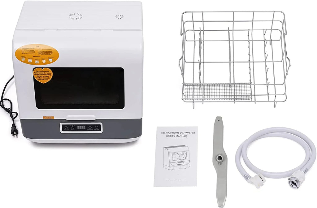 Miumaeov Compact Countertop Dishwasher with Washing 4 Programs, Air-dry Dishes, Portable 5L Countertop Dishwasher, Deep Cleaning for Aparments, Dorms and RVs (White)