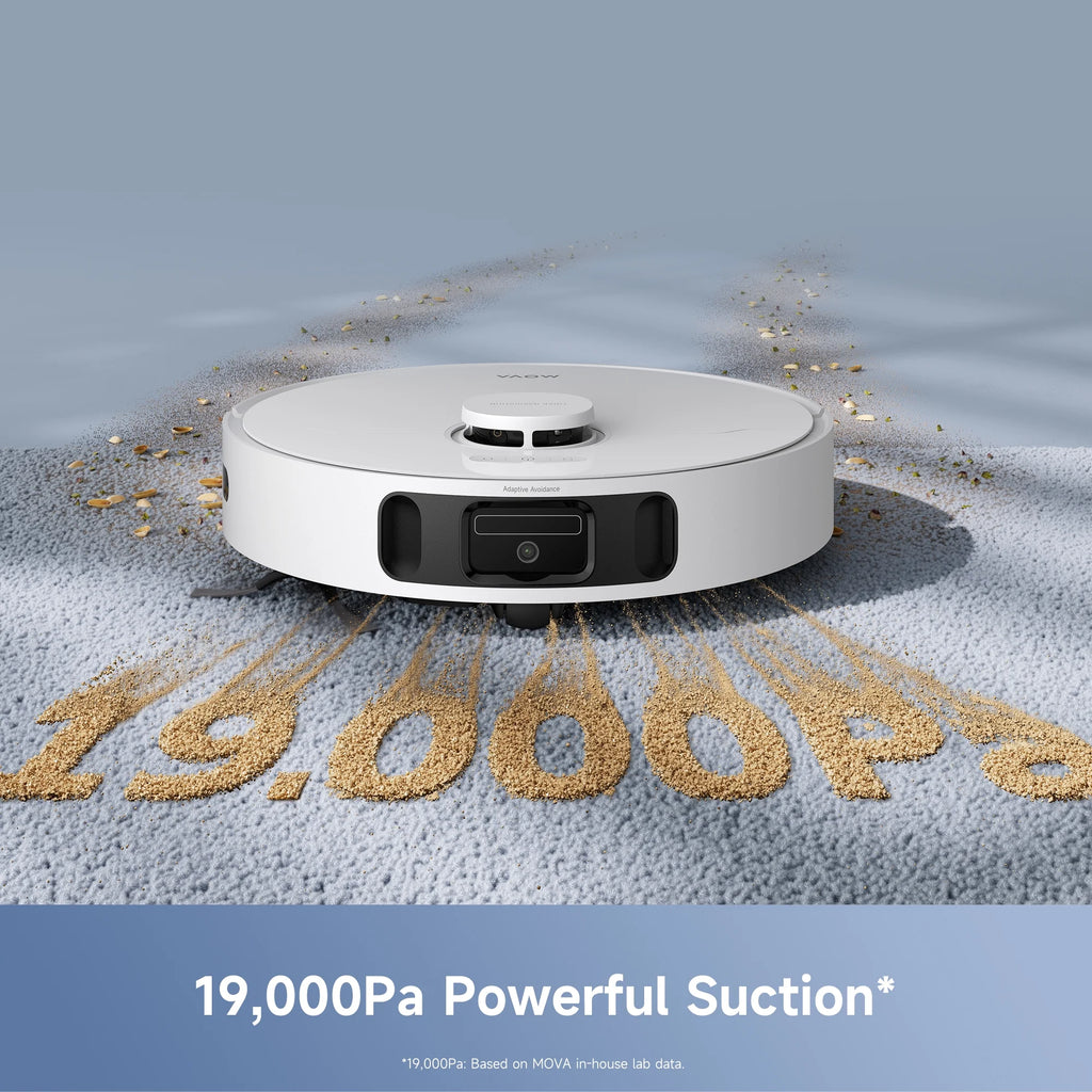 Mova E40 Ultra Robot Vacuum and Mop with Cleaning Solution, 19,000Pa Suction, Extenable & Liftable Mop, All-in-One Station, Auto-Empty, Auto Washing & Hot Air Drying, 360��Obstacle Avoidance