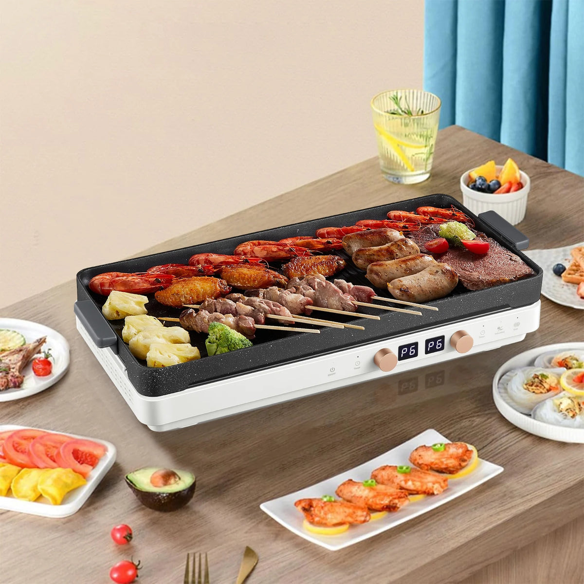 Induction Cooktop 2 Burners, 1800W Countertop Burners with Removable Cast Iron Griddle Pan Non-Stick, 8 Power Levels Control