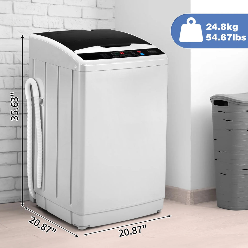 UbesGoo 15.6LBS Portable Washing Machine, Full-Automatic Electric Laundry Machine with Stainless Steel Drum,Compact Washer, Washer and Dryer Combo with Drain Pump for Apartment, Dorms, RV