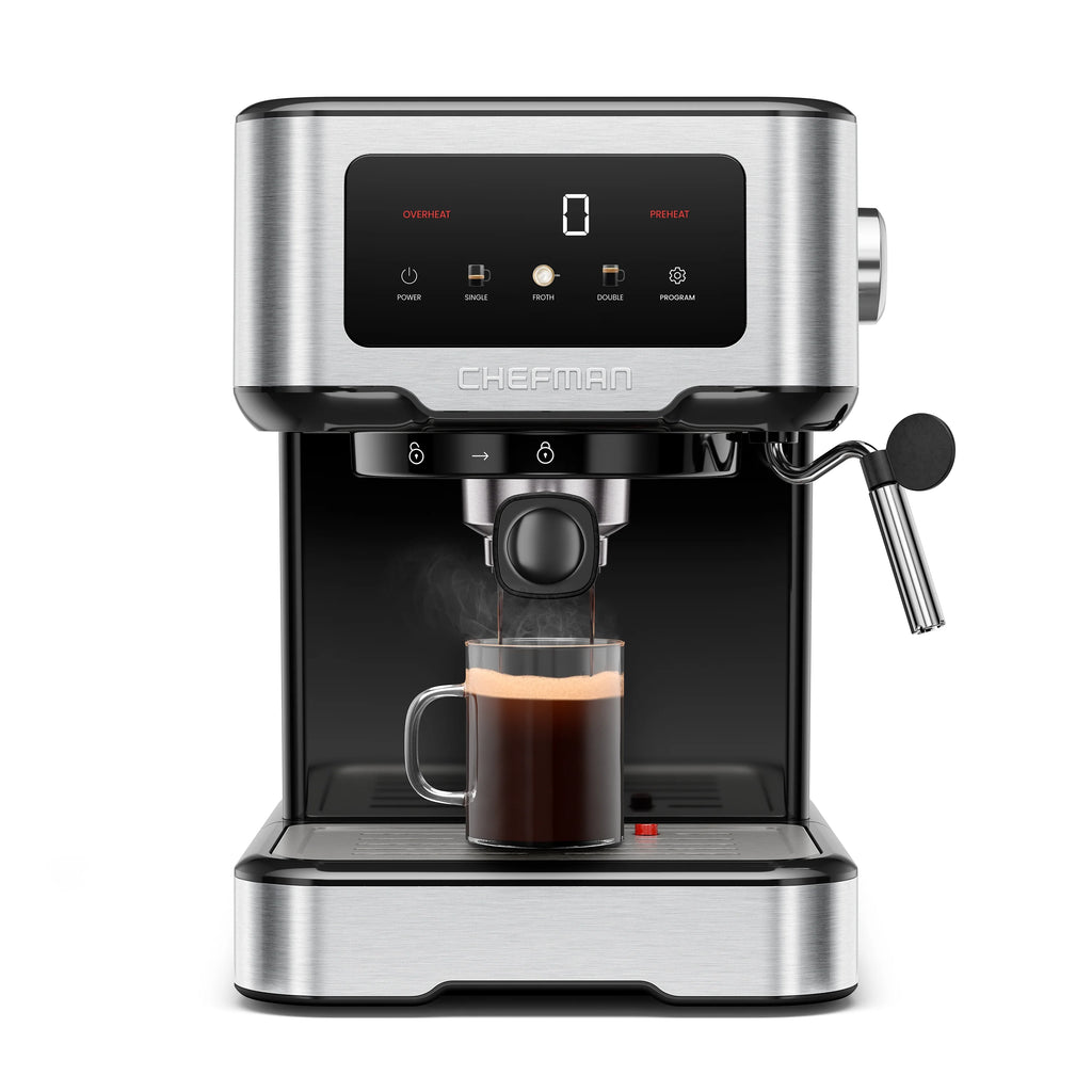 Chefman CraftBrew Espresso Machine w/ Steam Wand and Touch Controls �C Stainless Steel