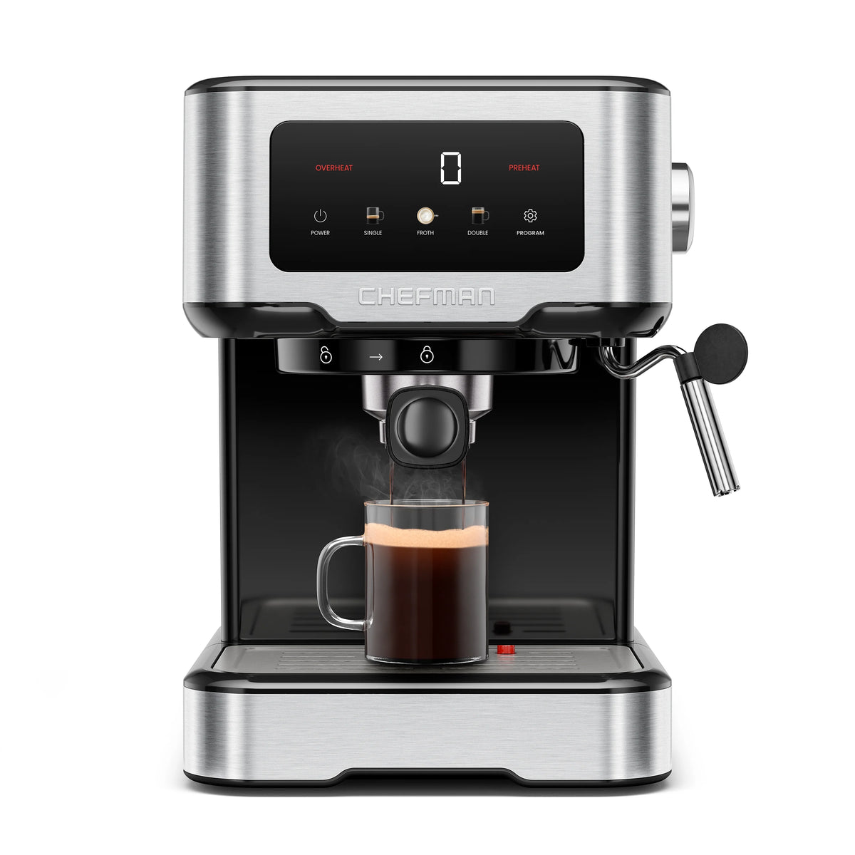 Chefman CraftBrew Espresso Machine w/ Steam Wand and Touch Controls �C Stainless Steel