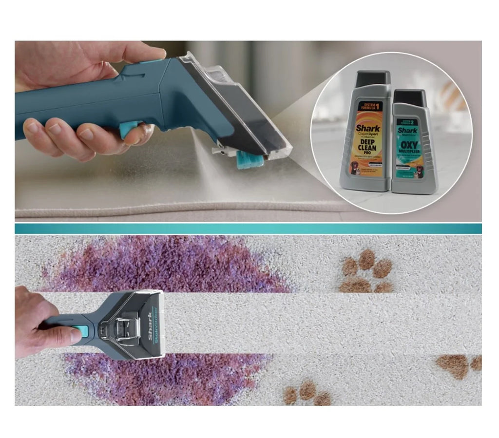 Restored Shark CarpetXpert with StainStriker, Upright Carpet & Upholstery Cleaner, Built-in Spot & Stain Eliminator, Deep Cleaning & Tough Stain Removal, Carpet Shampooer, Navy, EX200 (Refurbished)
