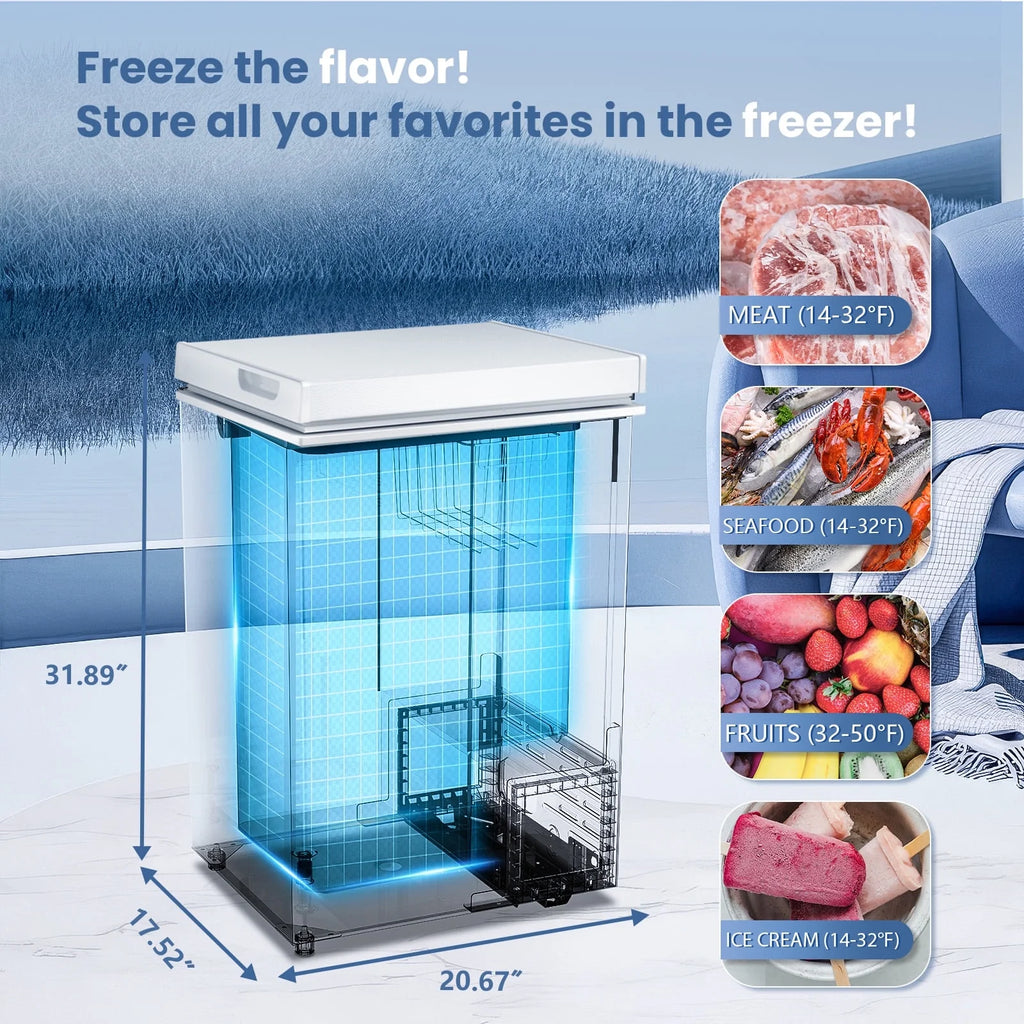 KNDKO 2.8cu.ft Chest Freezer, Freestanding Top Open Door Mini Freezer with Adjustable 7 Thermostat, Removable Basket and Bottom Defrost Water Drain for Apartment/Home, White
