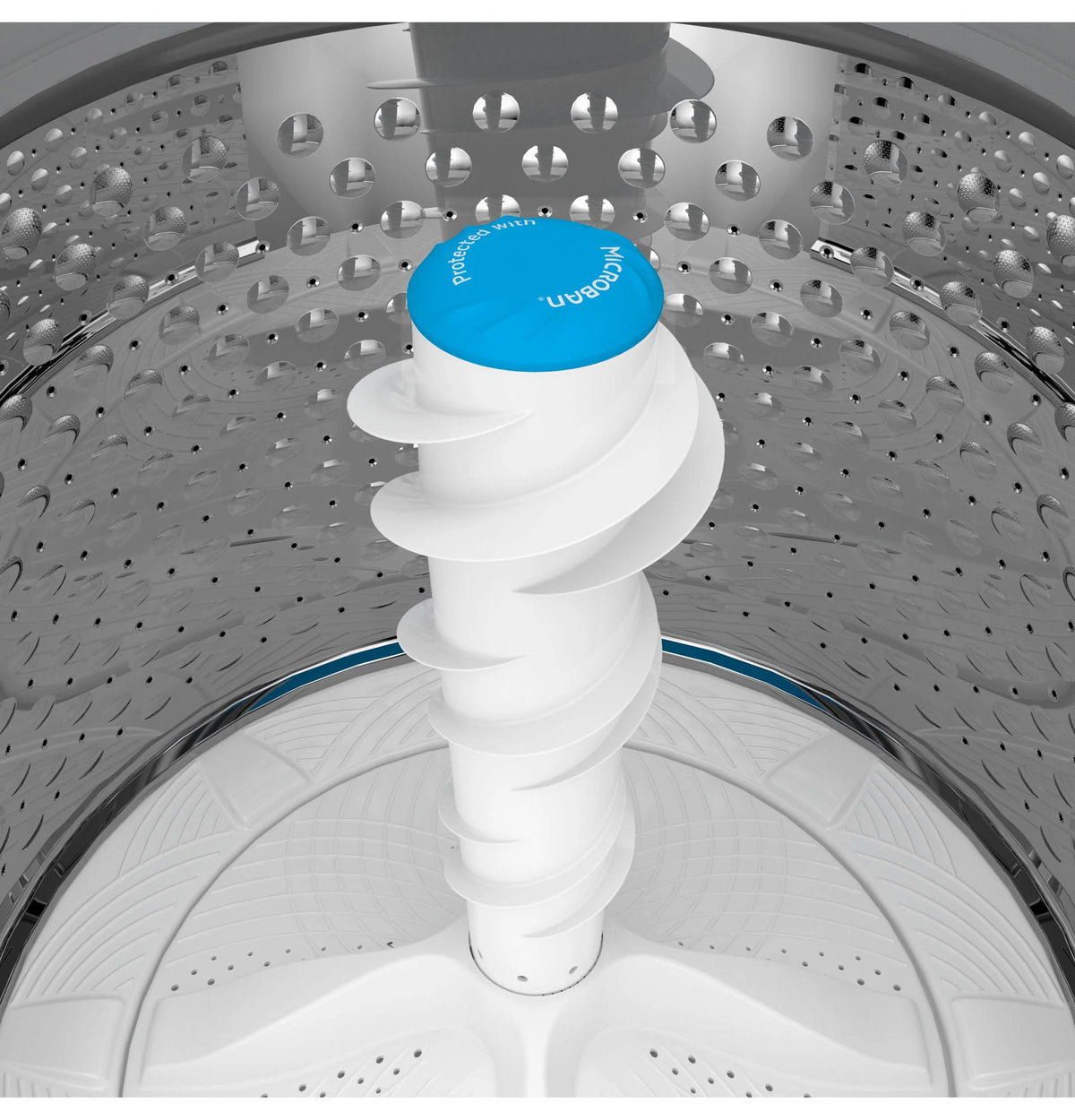 GE Appliances 4.9 cu ft White Top Load Washing Machine with Smarter WashTechnology and FlexDispense