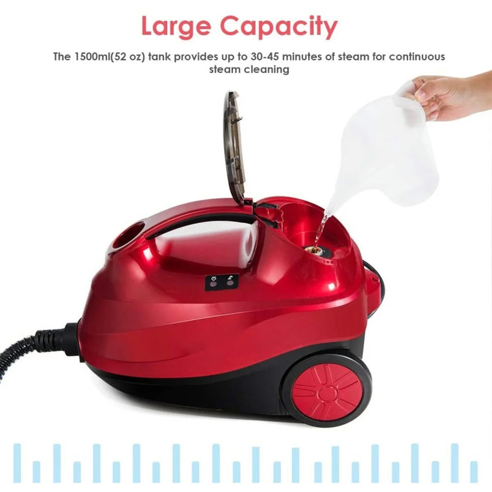 Canddidliike 2000W Steam Cleaner with Large Tank, Heavy Duty Multi-purpose Steam Cleaner Mop with Detachable Handheld Unit, Steam Cleaner with 19 Different Accessories for Indoor, Red