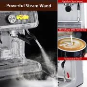 Kojooin Coffee Machines With Grinder,Espresso Machine,Semi-Automatic Espresso Maker With Milk Frother Steamer Wand,Silver