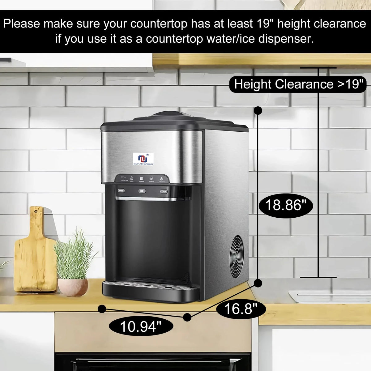 NUNET 3 in 1 Portable Ice Maker + Water Cooler Dispenser 5 Gallon with Child Safety Lock
