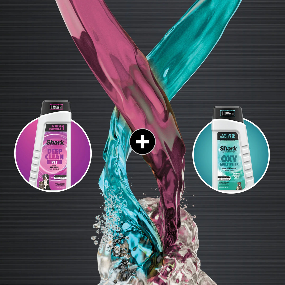 Shark StainStriker HairPro Carpet and Upholstery Cleaner, Portable with 3 Tools, 6oz Deep Clean Pro Formula and 12oz OXY Multiplier Formula, PX250 Dark Silver/Fuchsia