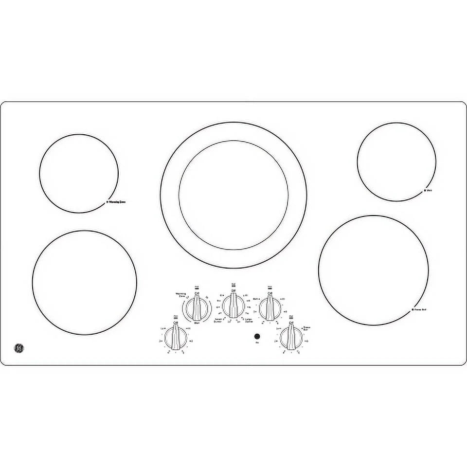 GE® 36" Built-In Knob Control Elec Cooktop 5 radiant elements, Power Boil Dual-Ring model JP3036DLBB