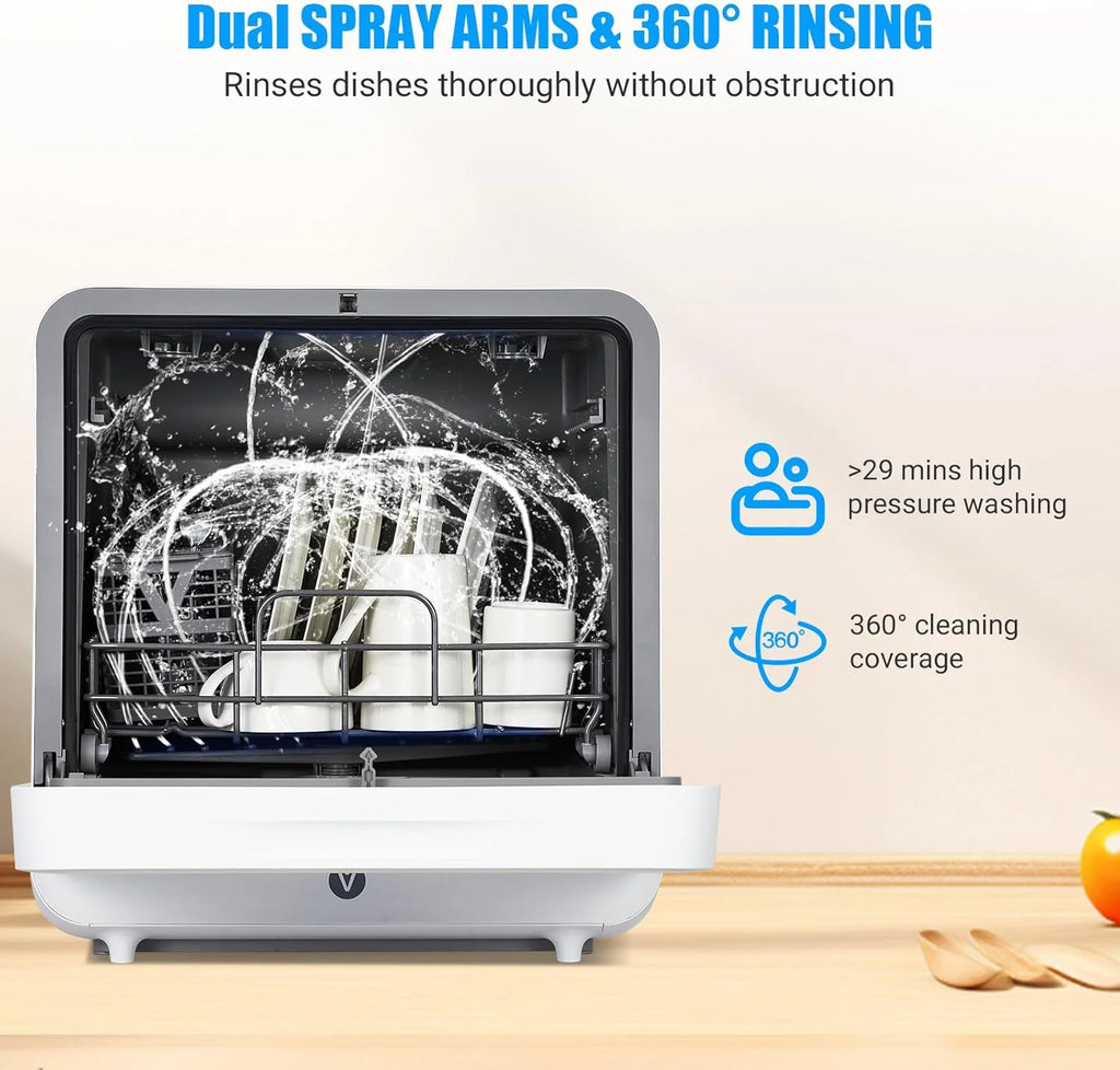 Portable Dishwasher With Large Display Screen 2 In 1 Self-Priming Fresh Air Drying