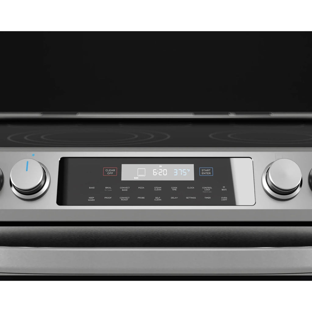 Midea 30-In Slide-In Electric Range with Wi-Fi Connectivity and Fan Convection, Stainless Steel,  MES30S2AST