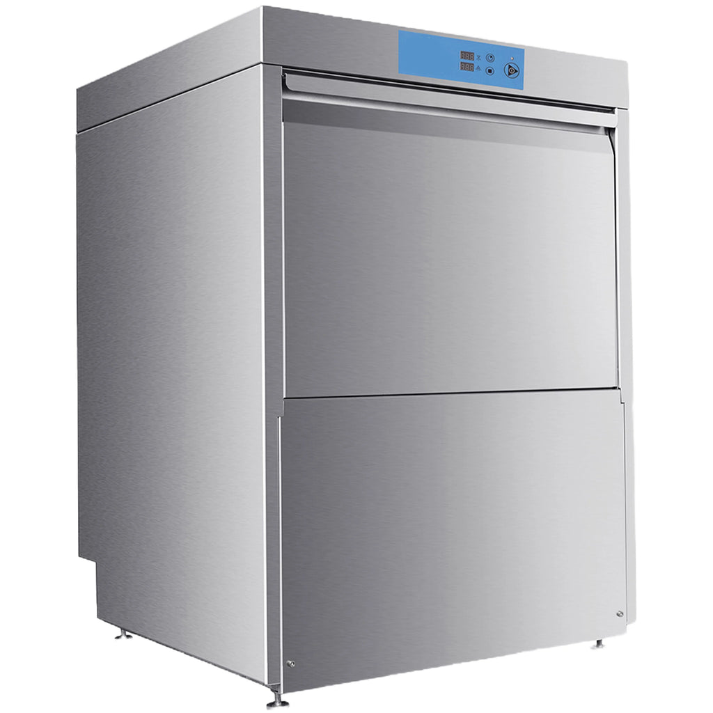 208-240V High-Temp Undercounter Commercial Dishwasher/Glasswasher Built-In Booster, Built-In Detergent & Rinse Aid Pumps, 3-phrase