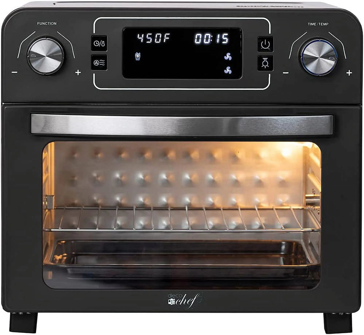 Restored Deco Chef TQAIRGUN 24QT Stainless Steel Countertop Toaster Air Fryer Oven with Accessories Black (Refurbished)