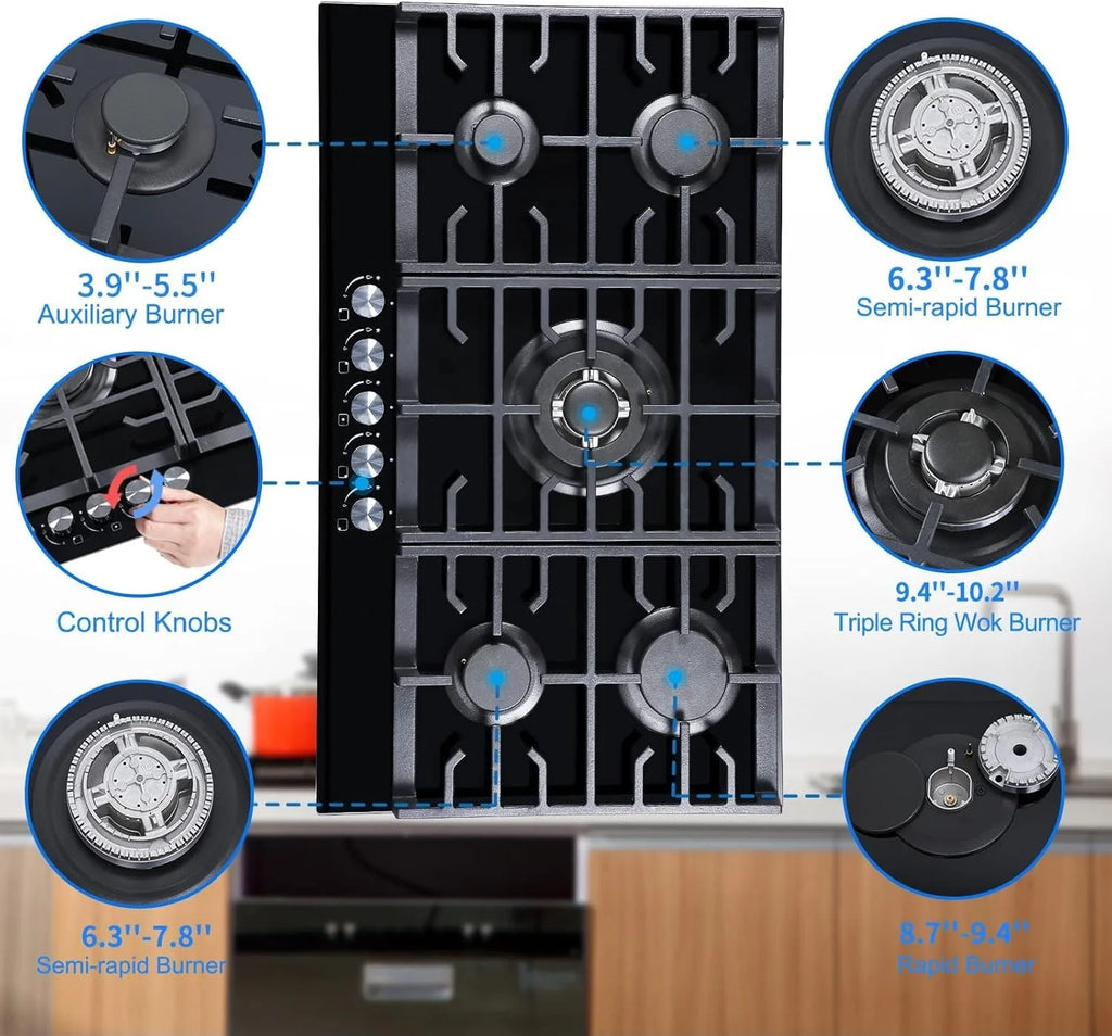 Homtone 30 Inch Electric Cooktop 4 Burners Built-in Electric Stovetop -Timer & Child Safety Lock