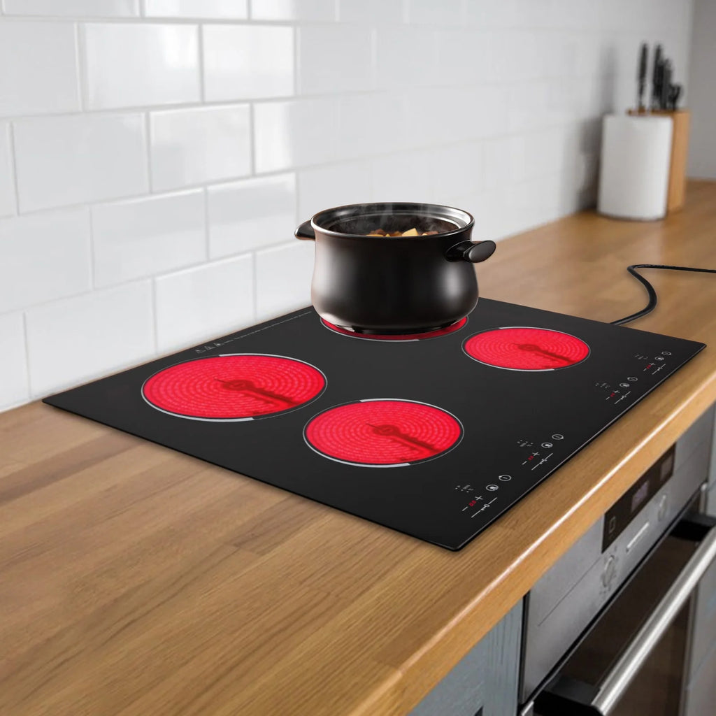 110V Electric Cooktop, Built-in Cooktop 3000W, Electric Stove Top with 4 Electric Burners, 9 Heating Level, Kid Safety Lock, Sensor Touch Control