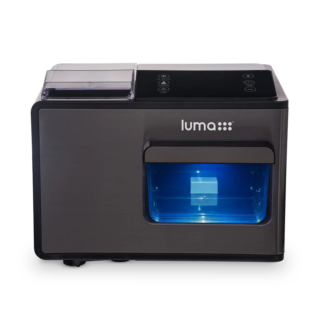 Luma Nugget Countertop Ice Maker, 44 lbs in 24 hours, Black Stainless Steel Ice Machine, Perfect for Home Bar, Kitchen Countertop, RV, Home Office