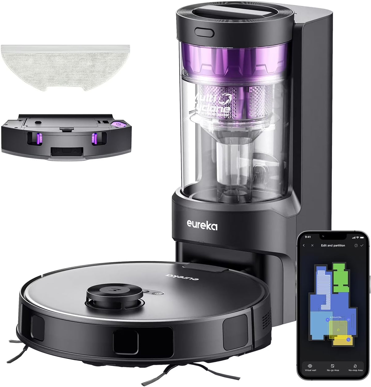 Eureka Cordless Robot Vacuum Cleaner - Suction and Auto Lifting Mop