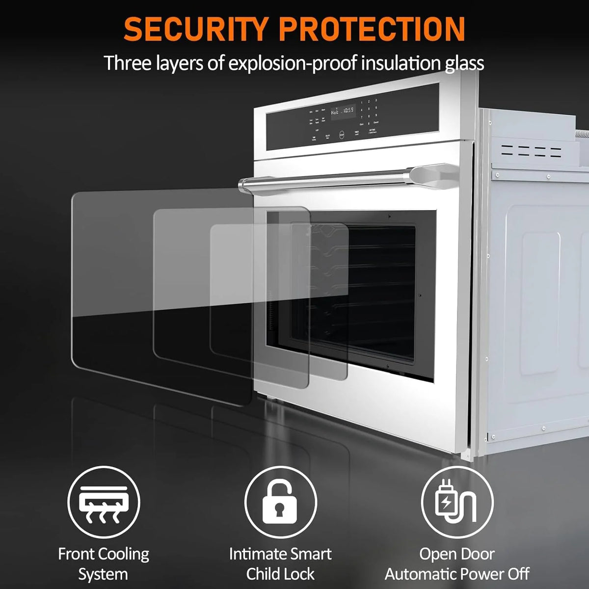 Garvee 30" Single Wall Ovens, 4.8 Cu.ft Built-in Convection Oven, Electric Oven with Safety Lock, LED Display, Touch Control, Timer for Kitchen, 3800W, 240V, Sliver