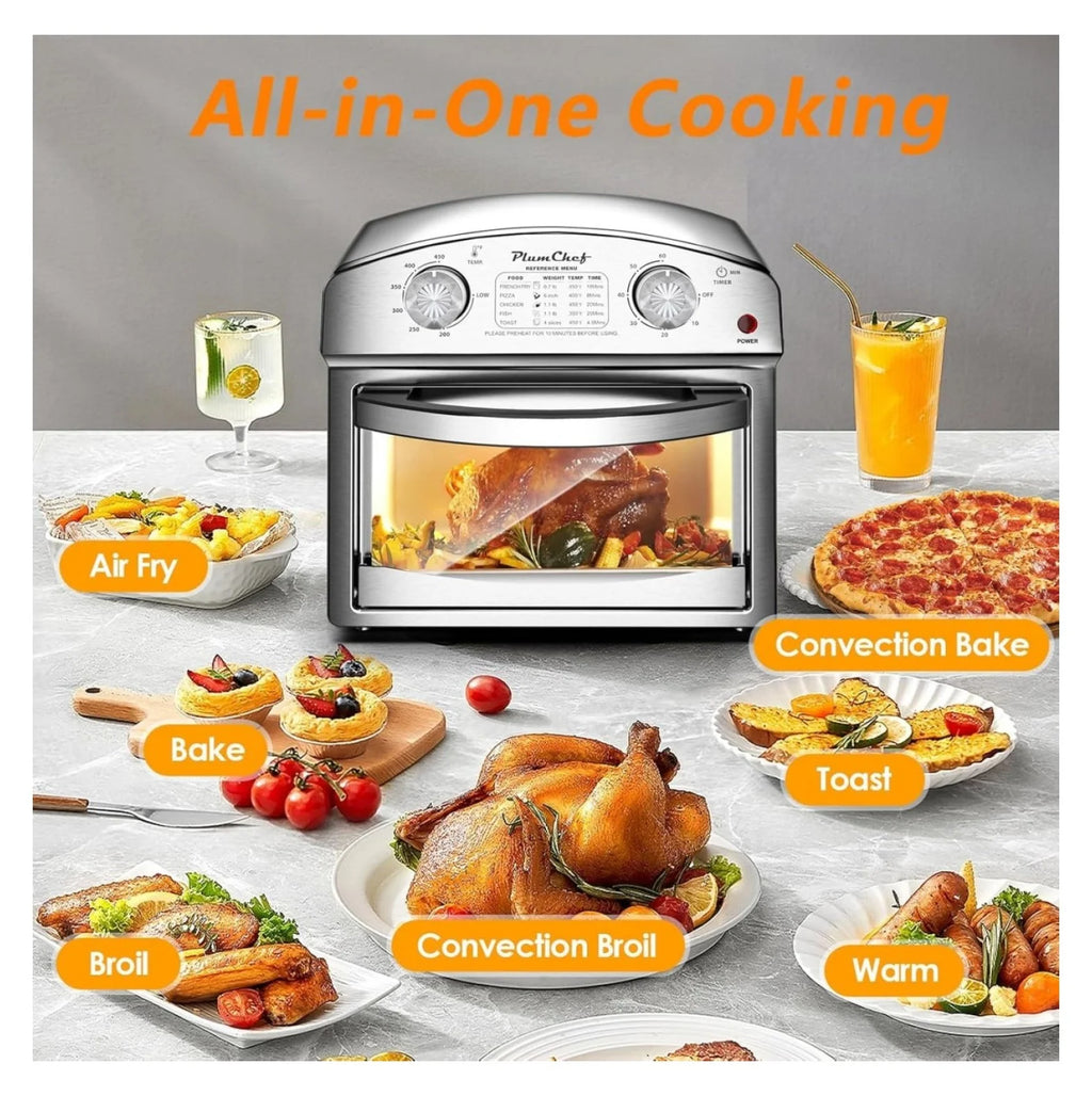 12.5 Quart 7-in-1 Convection Toaster Oven, 1500W, Stainless Steel, with 5 Pre-Set Menus �C Roast, Bake, Grill, Broil, Toast, Dehydrate & Defrost, Silver