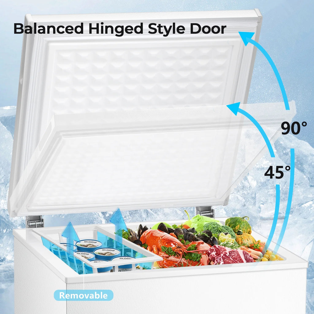 WAA 2.8 Cubic Feet Chest Freezer with Removable Basket Free Standing Top Open Door Compact Freezer with Adjustable Temperature for Home/Kitchen/Office/Bar (White)