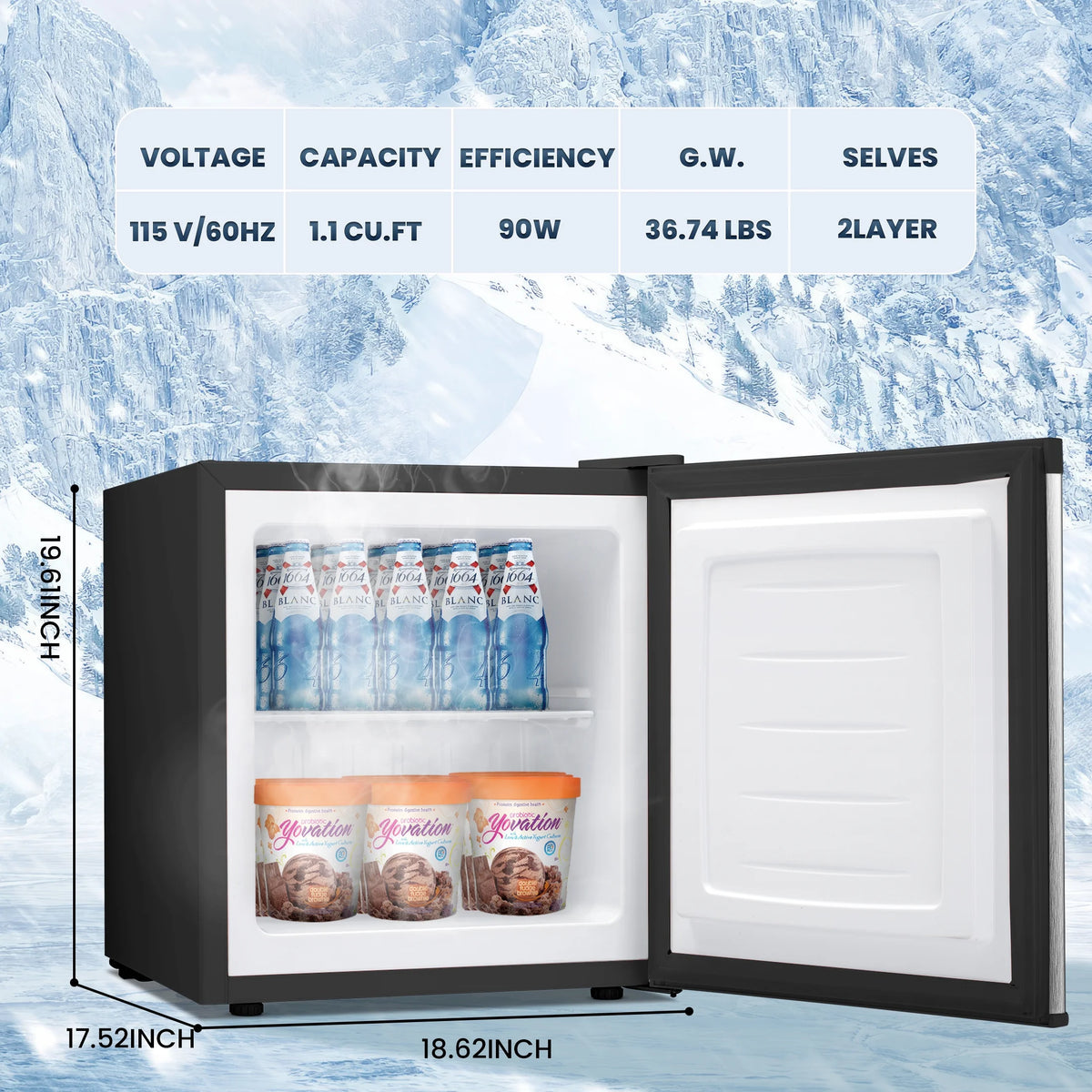1.7 Cu ft Compact Single Door Refrigerator - Energy Efficient, Reversible Door, Perfect for Home, Office, or Dorm, Black