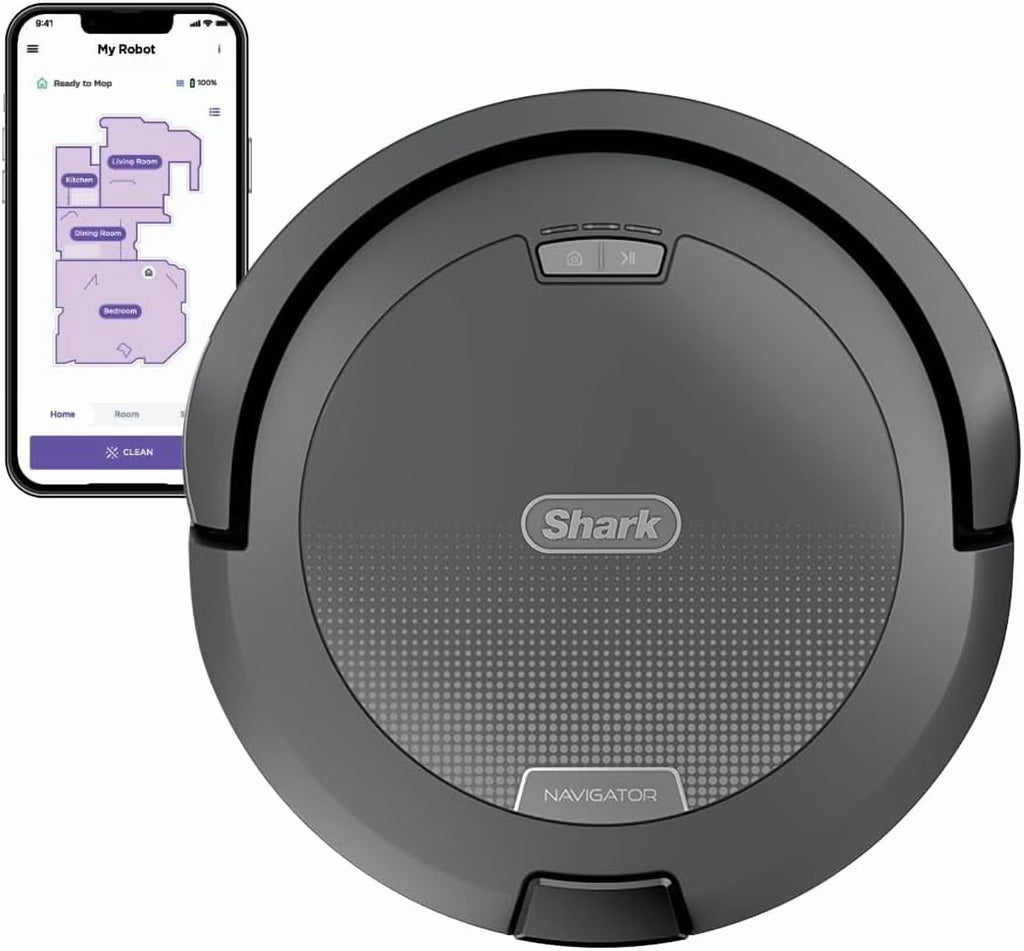 Shark Navigator Robot Vacuum with SmartPath Navigation and Self-Cleaning Brushroll, Powerful Suction, Pet Hair Pickup, Anti-Hair Wrap, for Carpets & Hard Floors, Steel Grey, RV2110