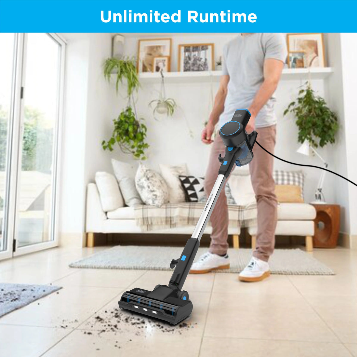 Black + Decker Stick Vacuum Cleaner - Swivel Steering