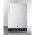 Outdoor all-refrigerator for built-in use, with lock, digital thermostat, towel bar handle, and stainless steel wrapped exterior