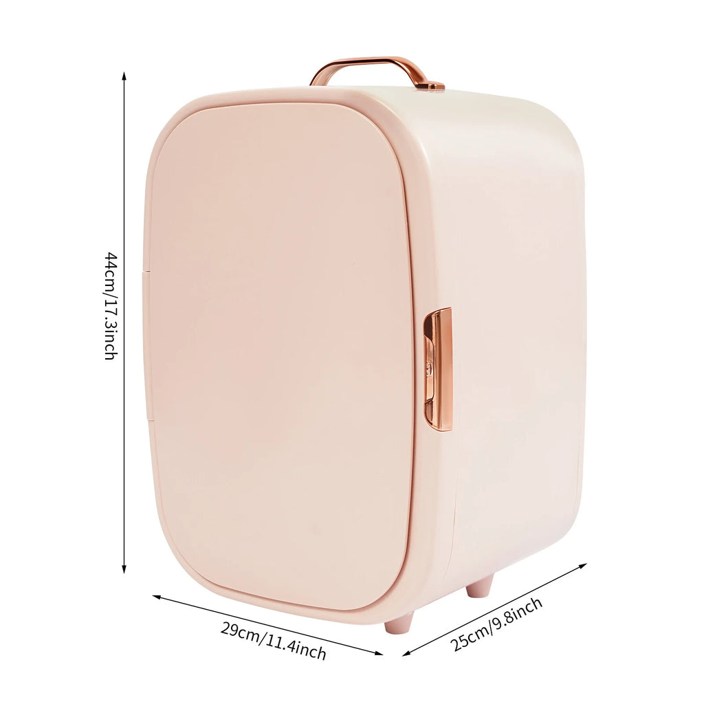 Mini Fridge, 12.68Qt Skincare Fridge, Portable Cooler and Warmer, Compact Refrigerator for Comestic Storage, Makeup, Lipstick, SkinCare, Bedroom, Office, Dorm (Pink)
