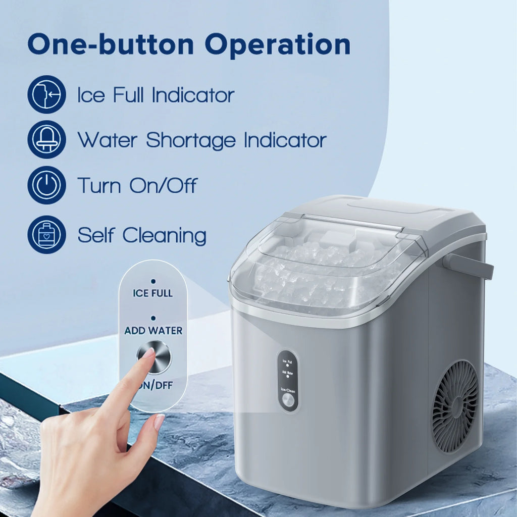 Electactic Nugget Ice Maker Countertop, 35lbs/24H, Self-Cleaning, Pebble Portable Ice Machine with Handle (White)