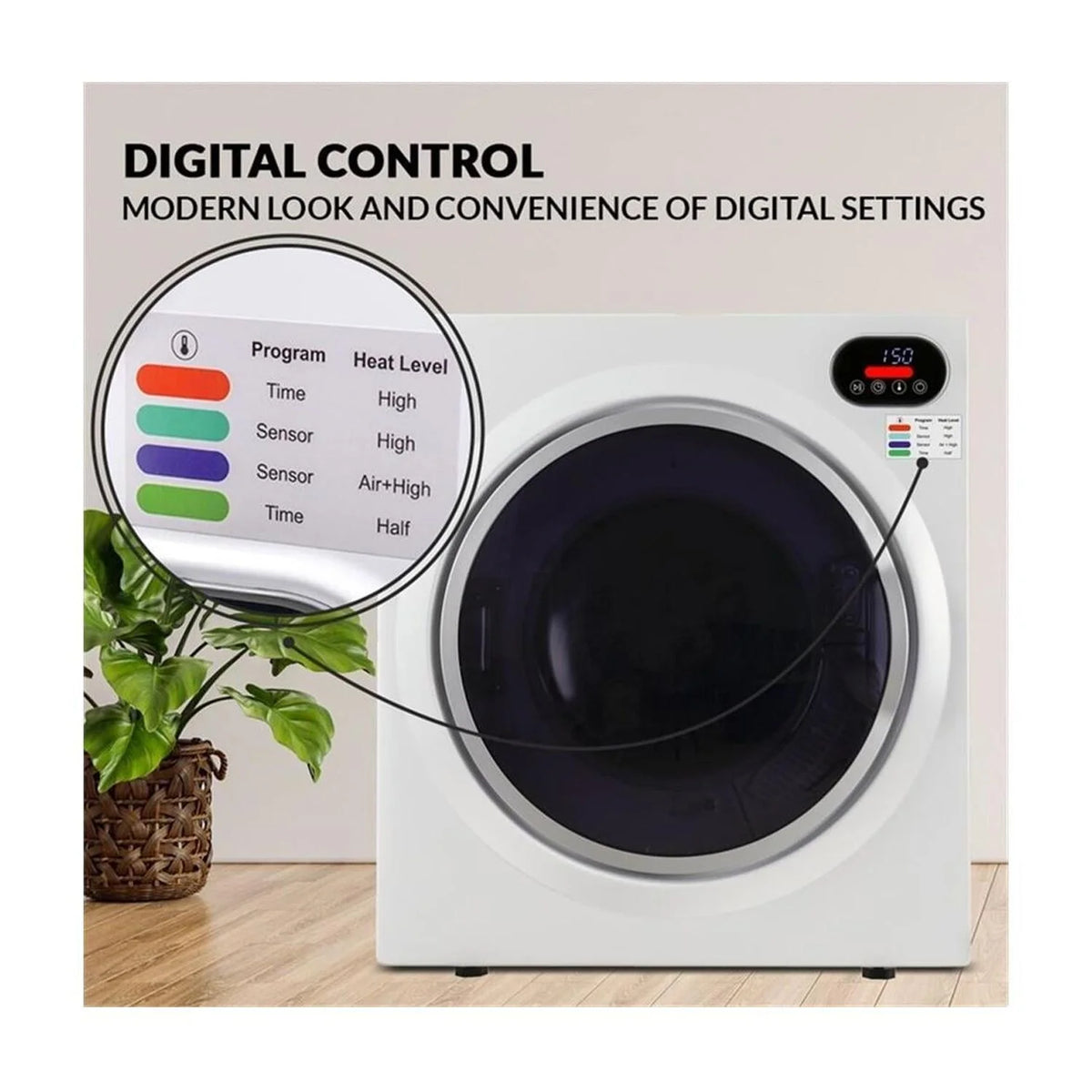 3.5 cu.ft. Compact Electric Standard Dryer with Refresh function, Sensor Dry, Wrinkle guard