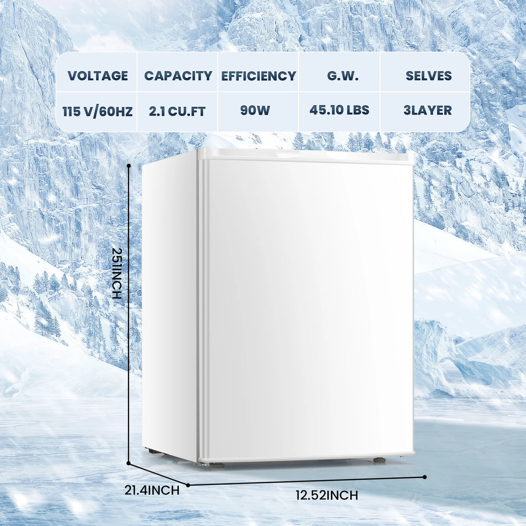 Electactic Upright Freezer, Energy Saving 2.1 Cu.ft Single Door Compact Upright Freezer with Reversible Door(White)