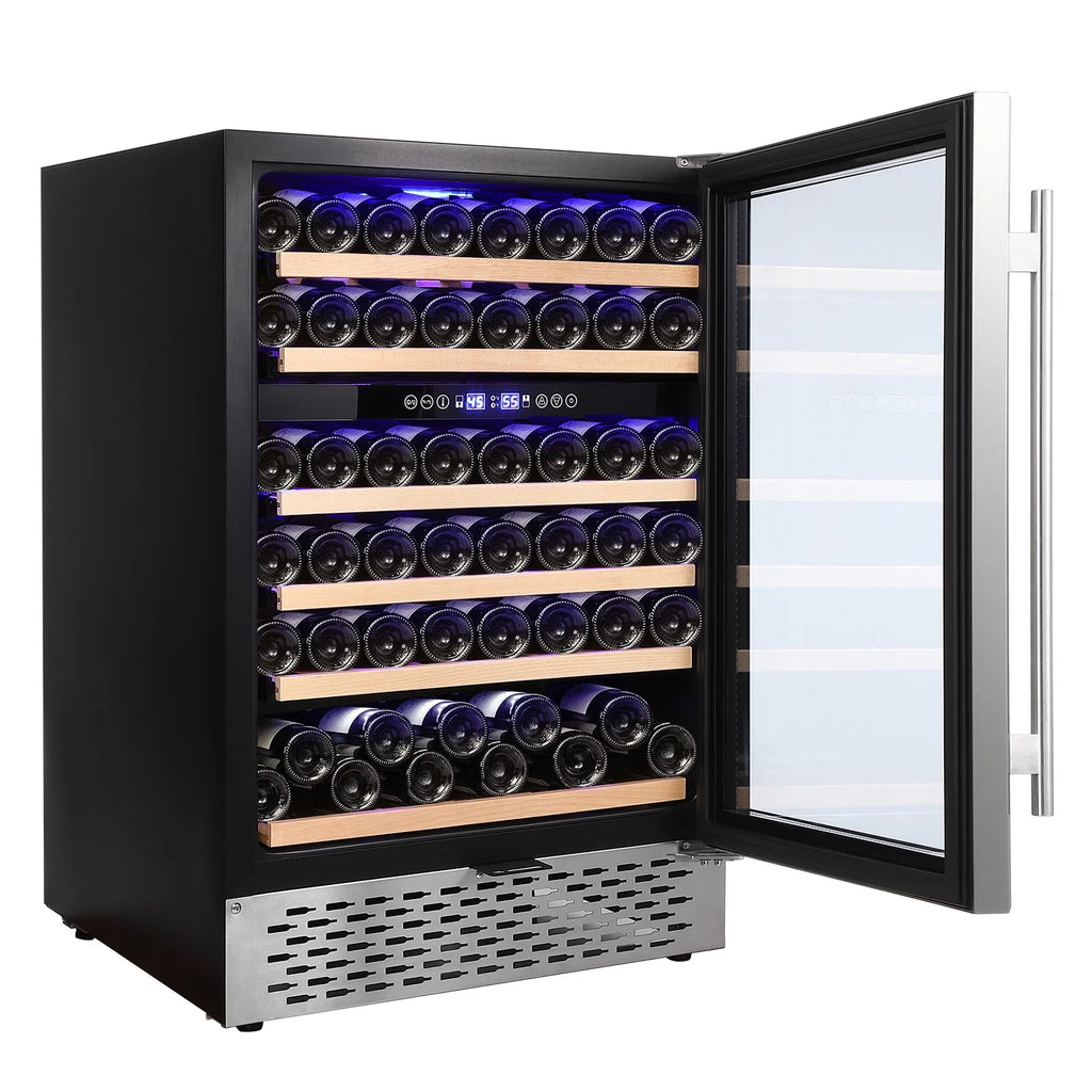 Garvee 24 Bottle Freestanding Wine Cooler Refrigerator with Glass Door for Bar, Party, Winery, Black