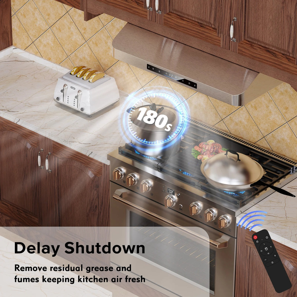30" 900CFM Ducted Under Cabinet Range Hood in Stainless Steel with Remote Control and 2 LED Lights