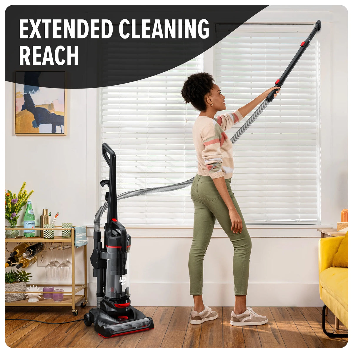 Dirt Devil Upright Vacuum, Multi-Surface Total Pet, Pet Friendly, Powerful Suction, Pet Tool Kit, Large Capacity, Height Adjustable, Hard Floor and Carpet, UD76410V, Red/Black