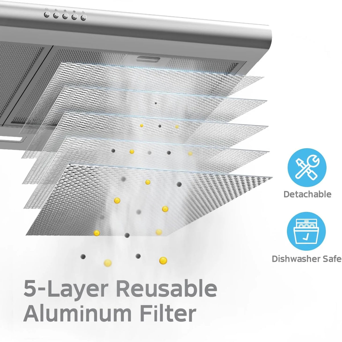 Midea  30 inch Under Cabinet Ducted/Ductless Convertible Range Hood, Stainless Steel, MVU30W6AST