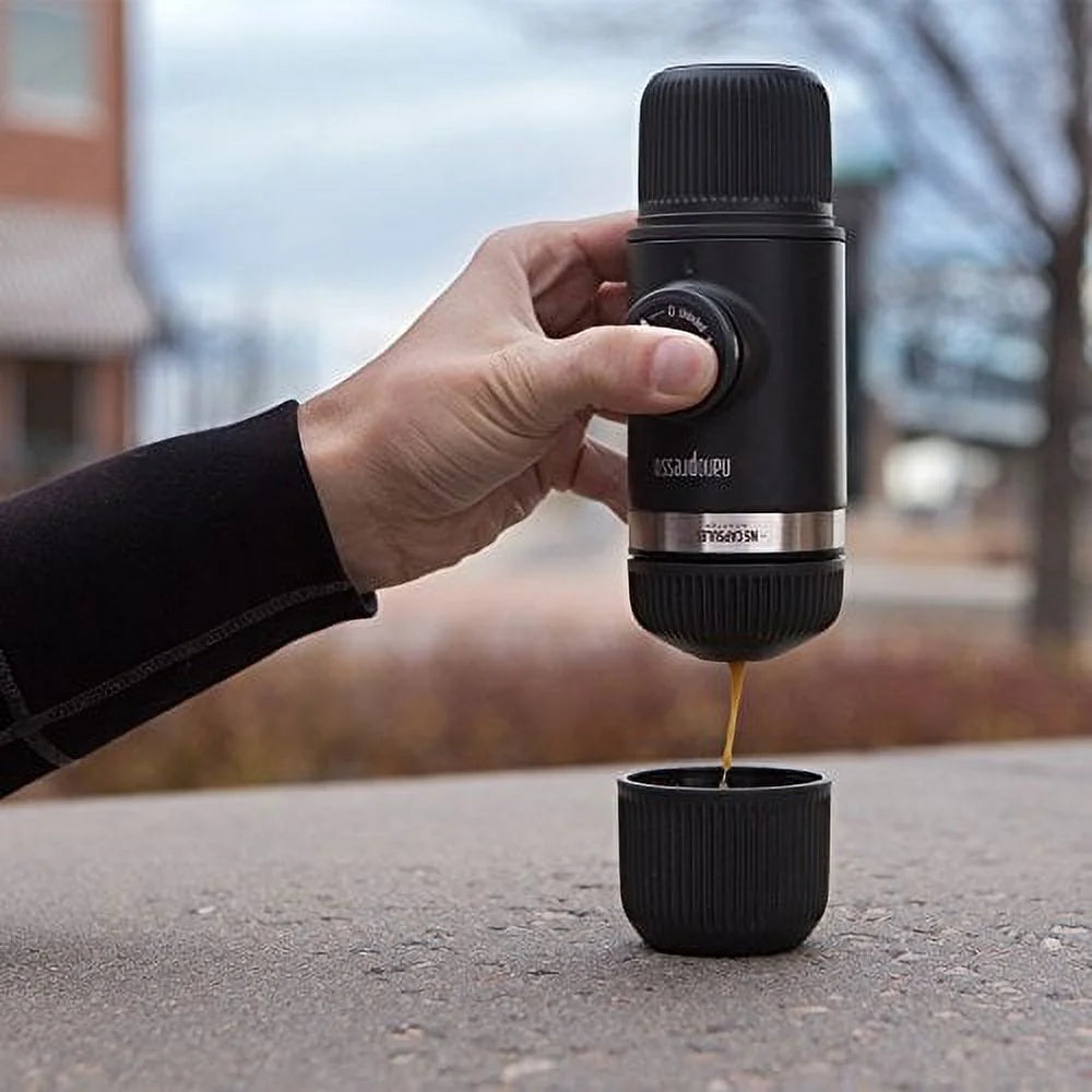 Wacaco Nanopresso Portable Espresso Maker - NS Adapter Compatible - for Capsules and Ground Coffee - Outdoor Coffee Machine Set - Ideal for Camping & Travel