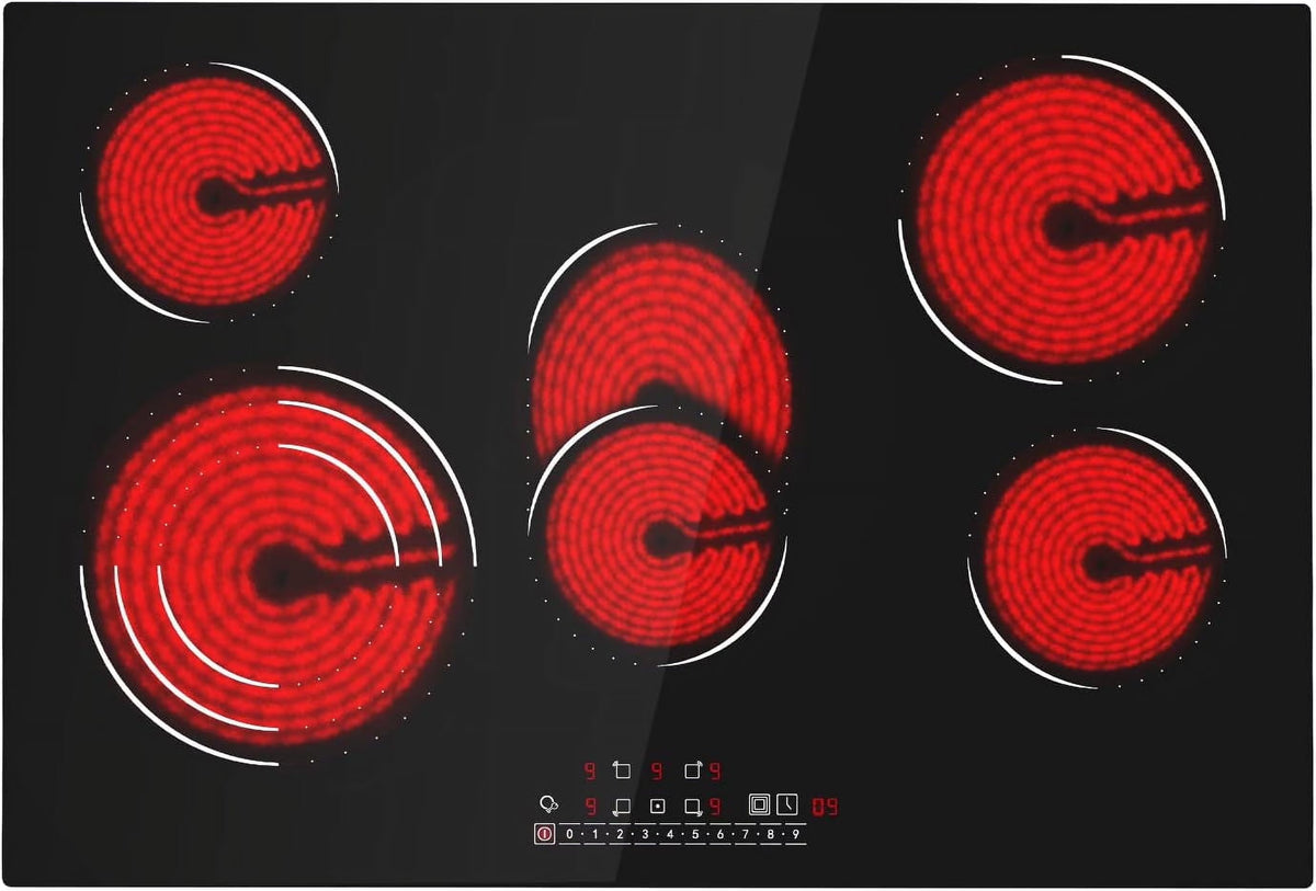 Homtone 30 Inch Electric Cooktop 4 Burners Built-in Electric Stovetop -Timer & Child Safety Lock