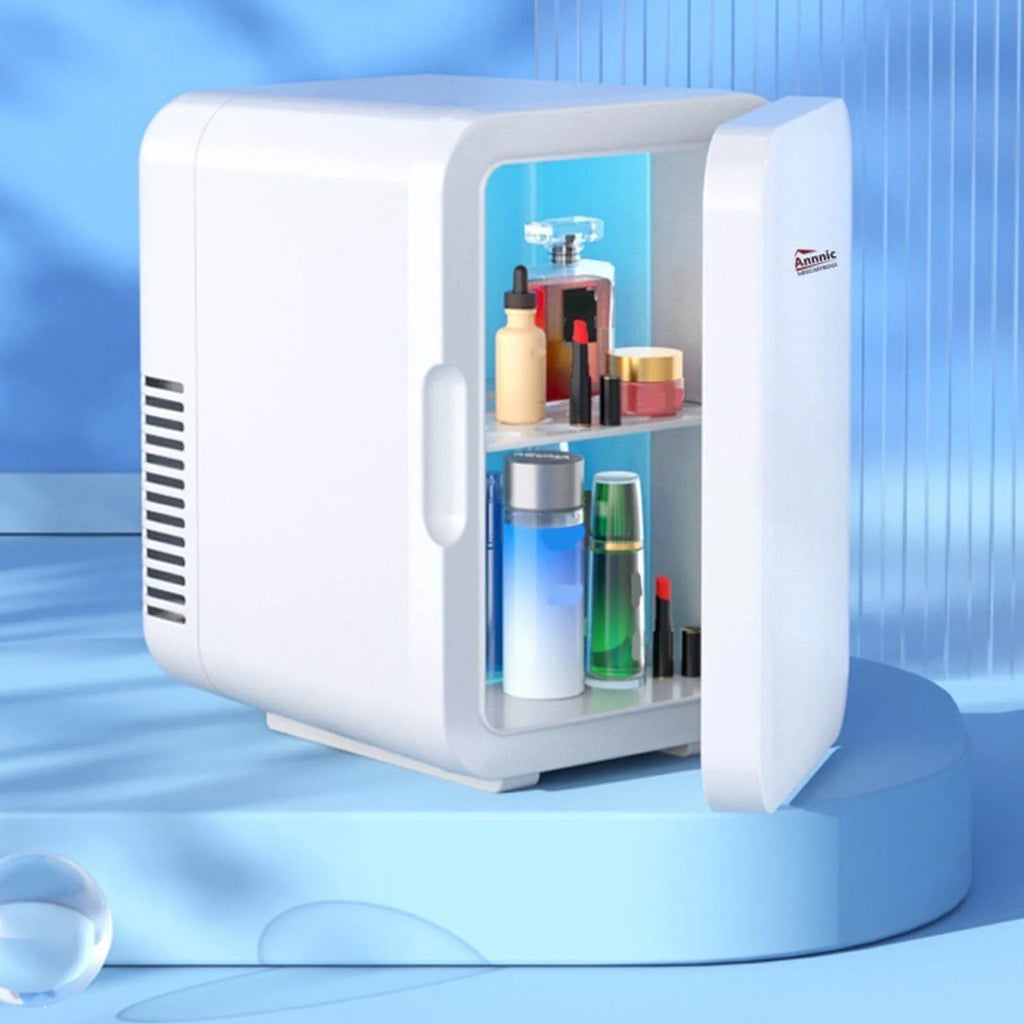 6L Mini Fridge for Bedroom - Car, Office Desk & College Dorm Room - 12v Portable Cooler & Warmer for Food, Drinks, Skincare, Beauty & Makeup - AC/DC Small Refrigerator Red