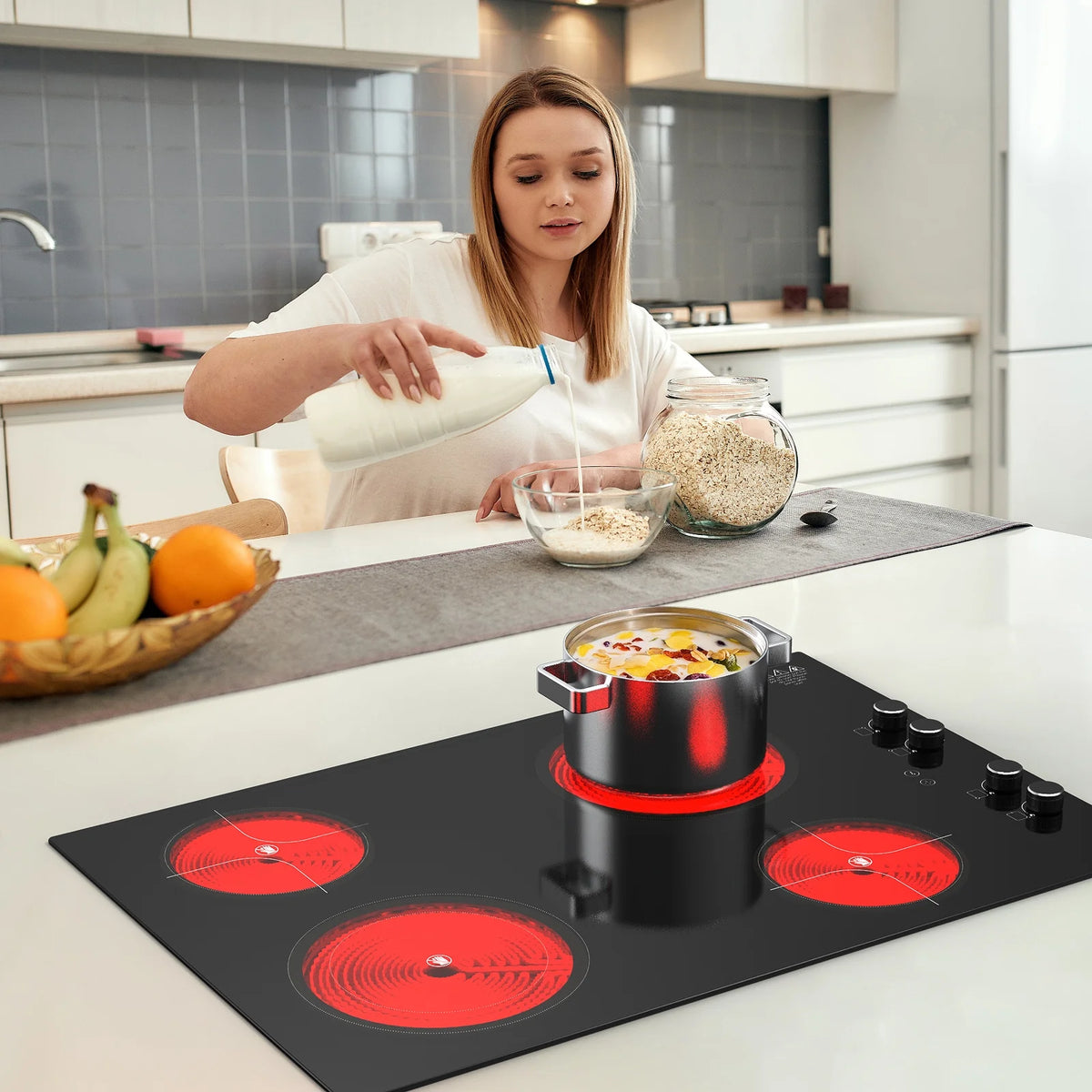 VBGK Induction Cooktop 30 inch 5 Burner Electric Hot Plate for Cooking Electric Induction Cooktop 240v, 99 Minutes Timer and Auto Shutdown Induction Burner,Child Lock