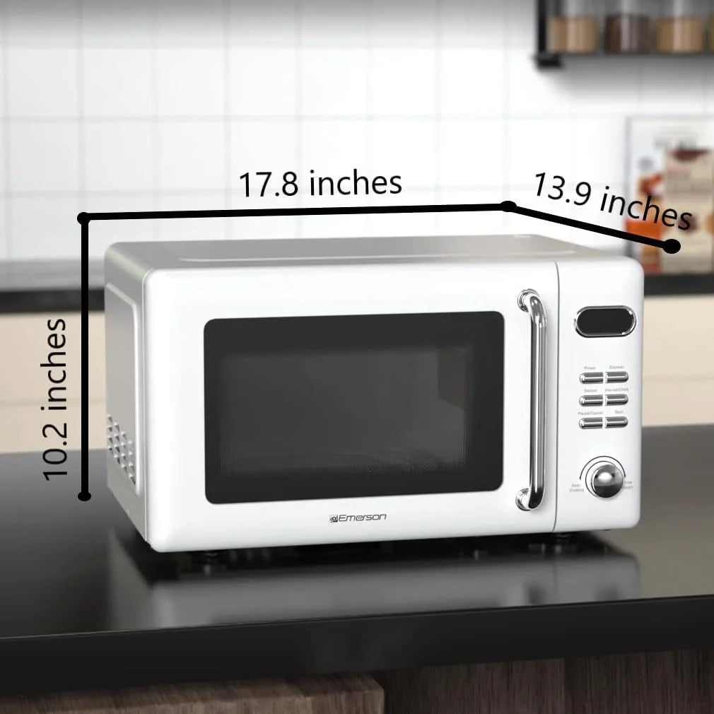 Countertop Microwave Oven with Push Button Control, LED Display, 700W 5 Power Levels, 8 Auto Menus, Glass Turntable and Child Safety Lock, 0.7-inch��Thunderbird Blue