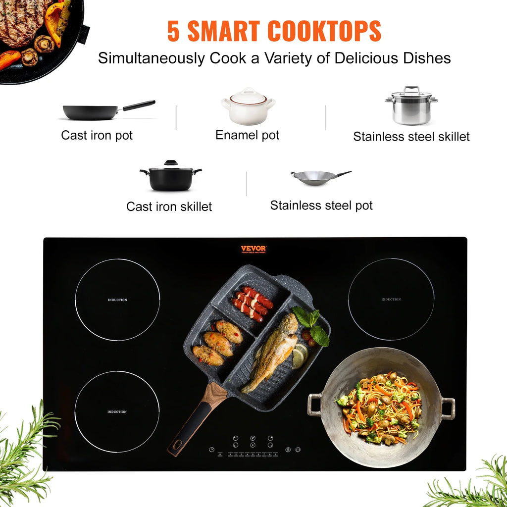 BENTISM 12 inch Electric Cooktop 2 Burners 1800W Stove Top Touch Control