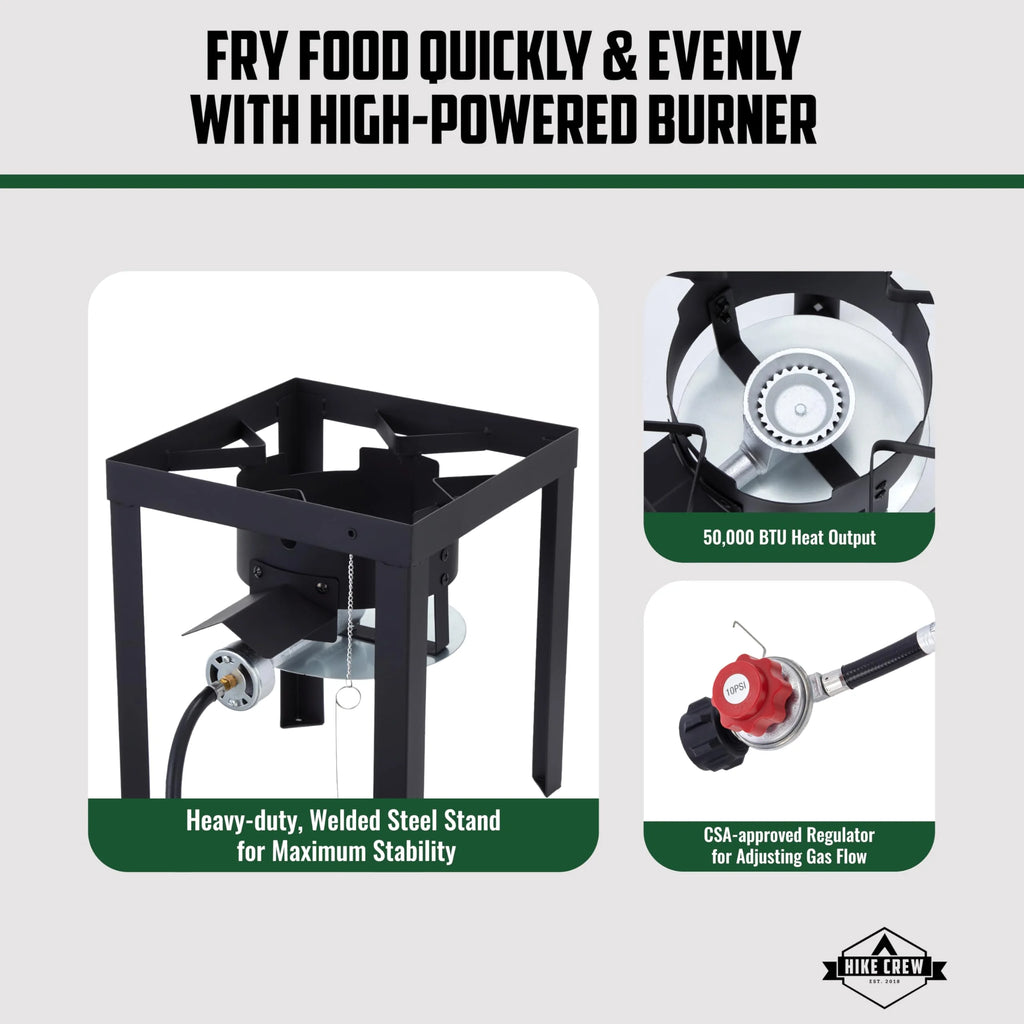 Hike Crew 14-Piece Outdoor Turkey Fryer Kit W/30Qt Boiler Pot, 10Qt Turkey Fryer Pot, Stand & More