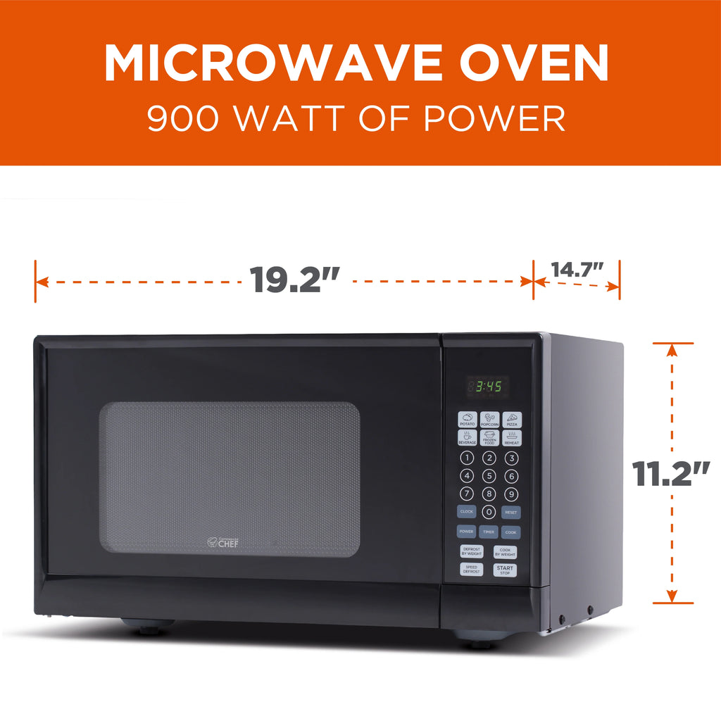Commercial Chef 0.9 cu ft Counter Top Microwave, Black