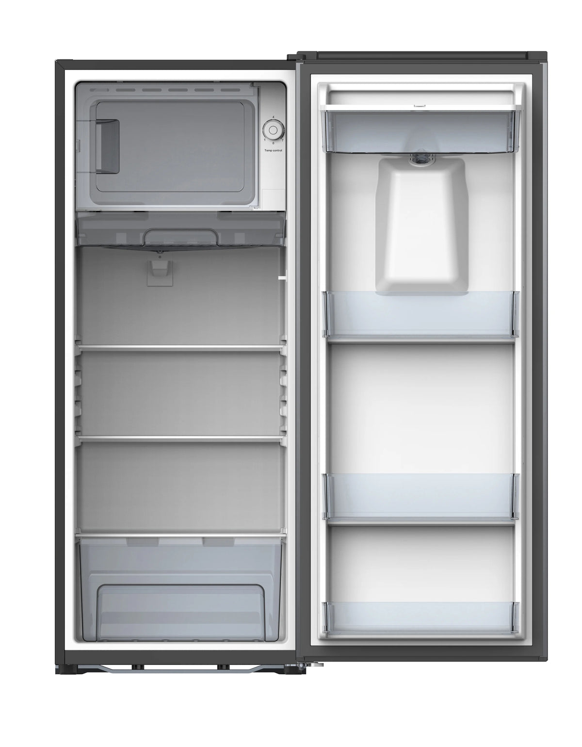 Galanz 6.5 Cu ft One Door Refrigerator, with Water Dispenser, Stainless Steel Look, Estar, New