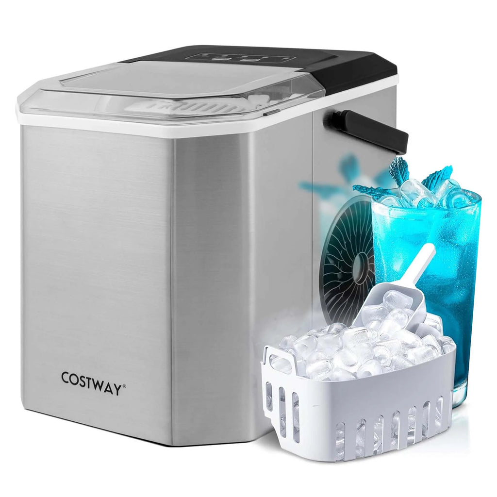 Costway Countertop Ice Maker Portable Ice Making Machine 6-13 Mins 9 Ice 26.5 lbs/24 Hrs Black