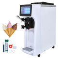 KFFKFF Commercial Ice Cream Machine Output of 10.6 QT/H, 1000W Single Taste Tabletop Soft Serve Ice Cream Device, 4L Reservoir 1.6L Cylinder, Digital Screen Automatic Cleaning Pre-chilling