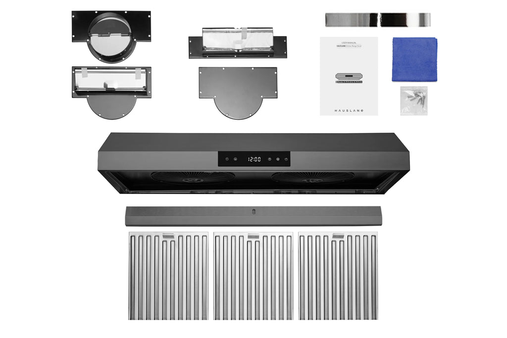 Hauslane | Chef Series 36" PS18 Under Cabinet Range Hood, Stainless Steel | Pro Performance | Contemporary Design, Touch Screen, Dishwasher Safe Baffle Filters, LED Lamps, 3-Way Venting